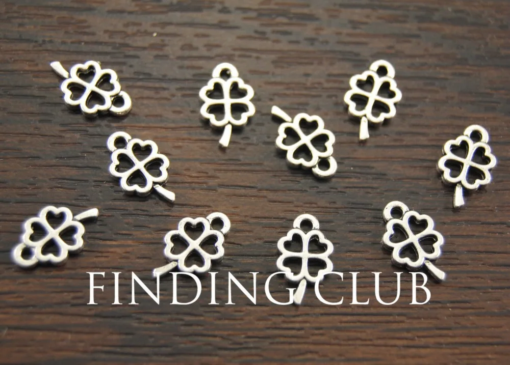 100 шт. подвески для браслета серебряного цвета|clover charm|4 leaf clover charmcharm diy |