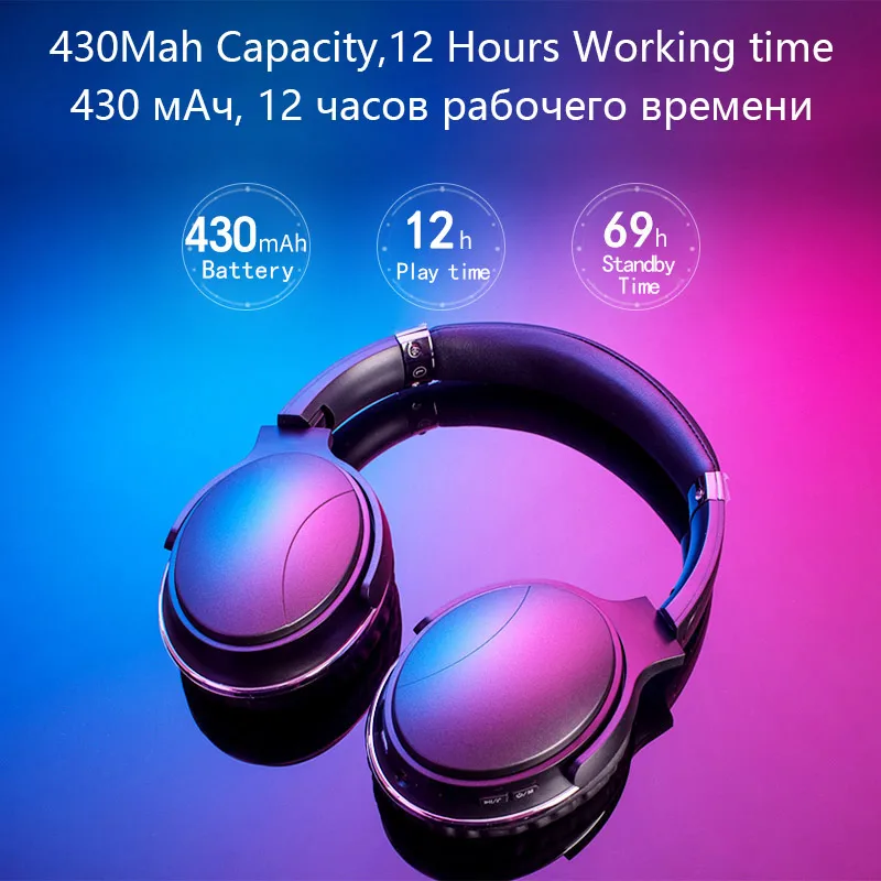 Tourya HZ08 беспроводные наушники, Накладные наушники Bluetooth 4,2, регулируемые наушники, гарнитура с микрофоном для Ios, Android, телефонов, ПК