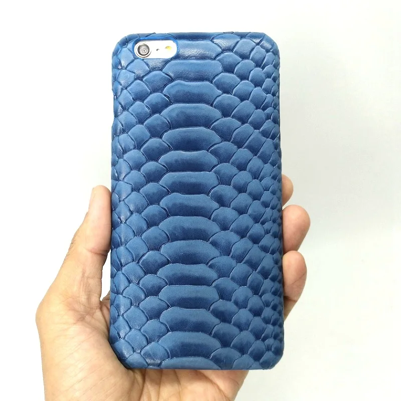 Тонкий чехол Solque из натуральной кожи для iPhone 6, 6S Plus, Роскошный чехол для мобильного телефона из кожи питона и змеиной кожи, ультратонкая жесткая задняя крышка синего цвета - Цвет: Blue iPhone Case
