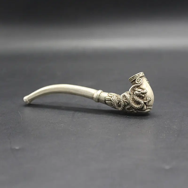 

Tibetan silver copper Dragon & Phoenix Old-fashioned cigarette pans / pipes