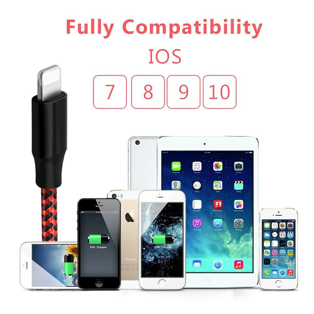 1 м 2 м 3 м USB кабель для iPhone X XS Max XR 8 2.4A Быстрая зарядка USB кабель для передачи данных для iPhone 8 X iPad iPod кабели для мобильных телефонов провода