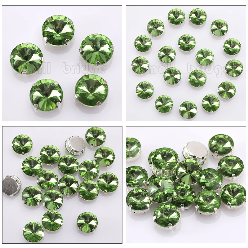 Glitter Round Crystal Sewing Rhinestones Glass Stones For Clothes Decoration Loose Flatback Rhinestones With Claw 10PCS S062