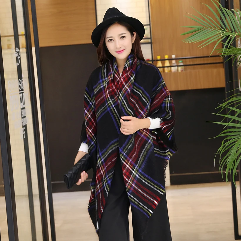 Новый дизайн большой клетчатый размер Модный печатный рисунок женский шарф