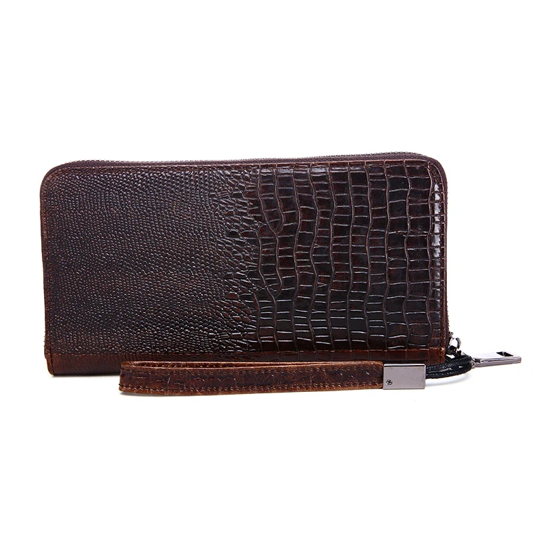 Длинные мужские кошельки с головой аллигатора роскошный брендовый клатч из