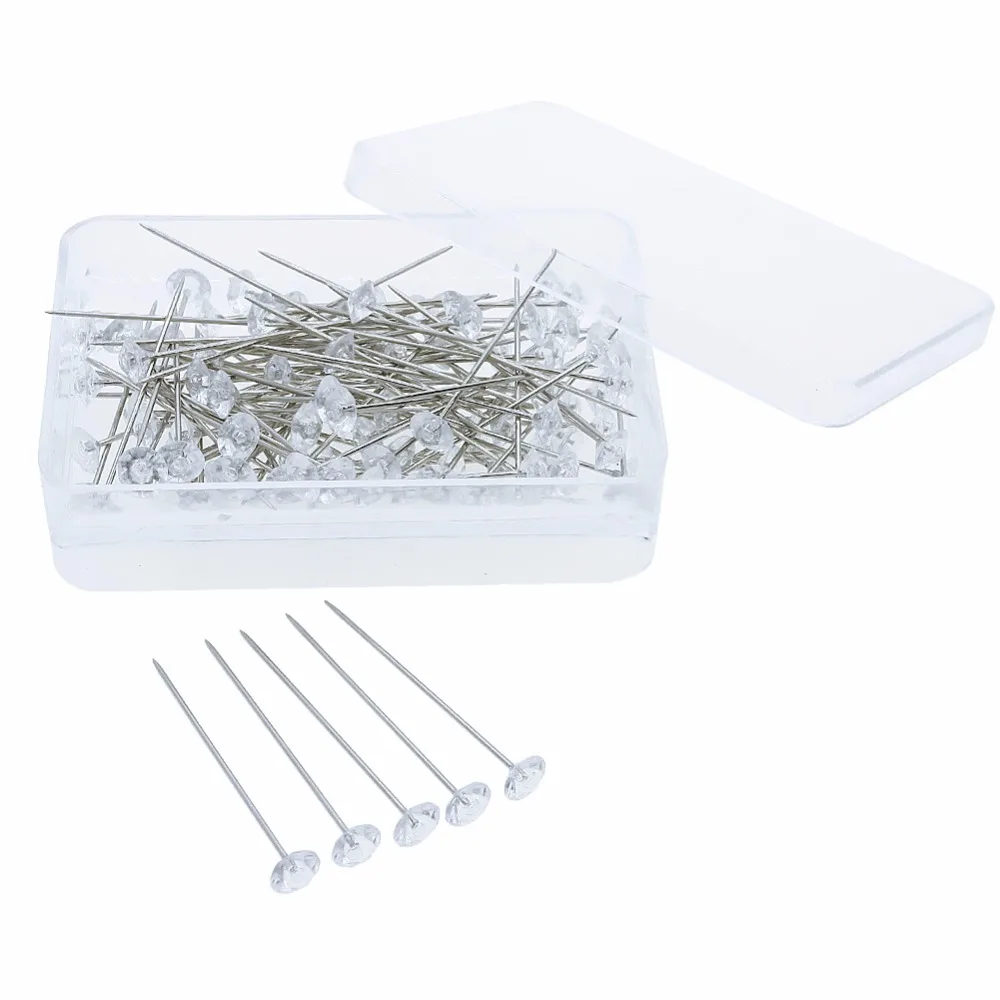 100 шт./компл. Прозрачная Круглая искусственная Бриллиантовая Свадебная булавка