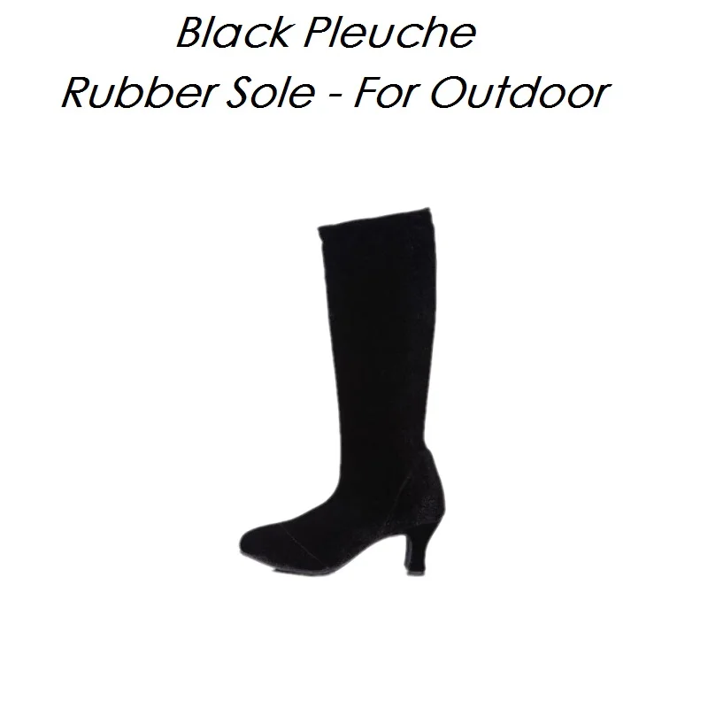 Black For Outdoor Fan wu fang/Новинка года; сапоги для латинских танцев из PU искусственной кожи и плюша; осенне-зимние женские сапоги для танцев на высоком каблуке с резиновой/меховой подошвой; 868 - Цвет: Black For Outdoor