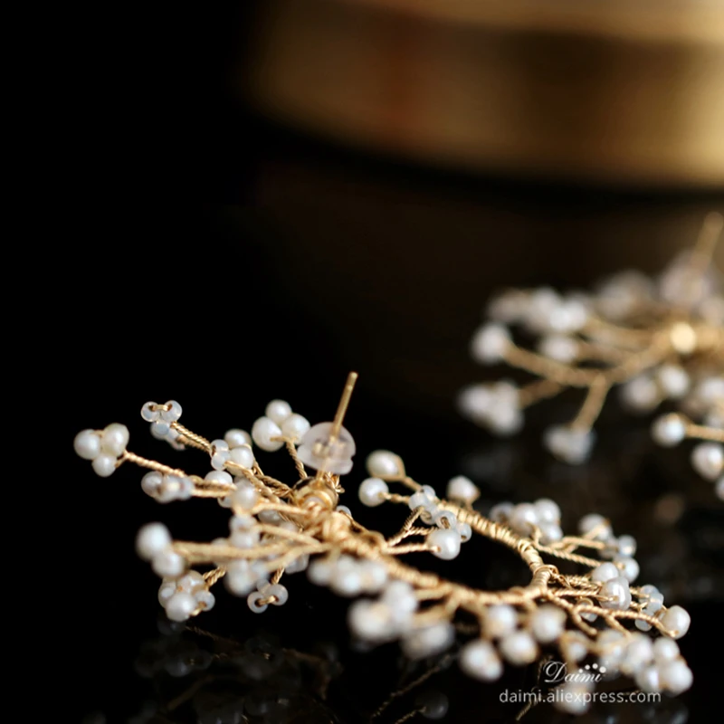 DMEFP399 жемчужные серьги ручной работы Gypsophila дизайнерские ювелирные изделия кольца