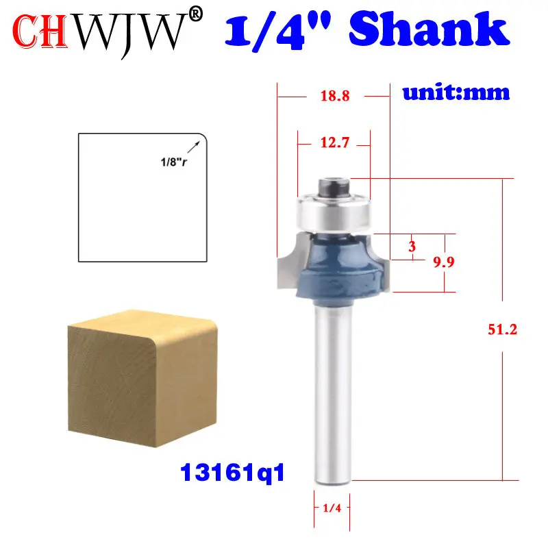 1 шт 1/4 &quotхвостовик круглый над фреза для отделки кромки бит-1/8&quot