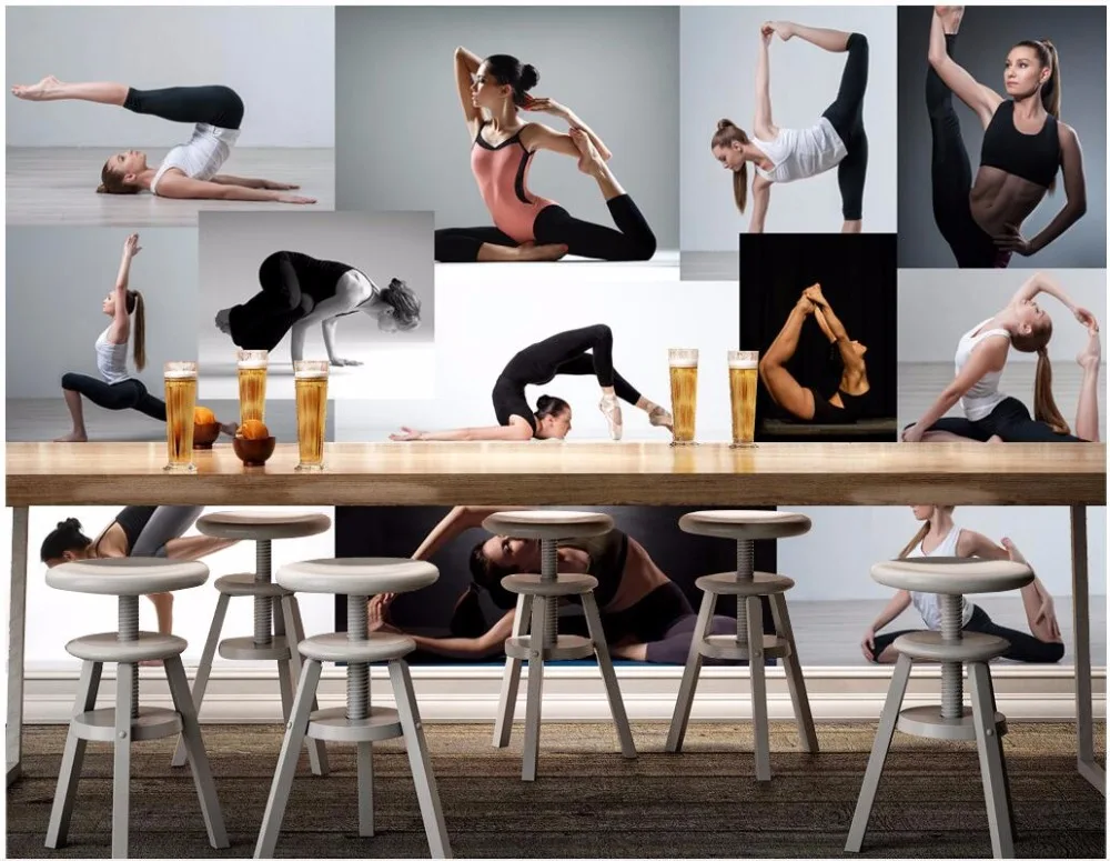 Custom mural 3d room wallpaper Yoga fitness club background wall decoration painting murals for 3 d | Обустройство дома