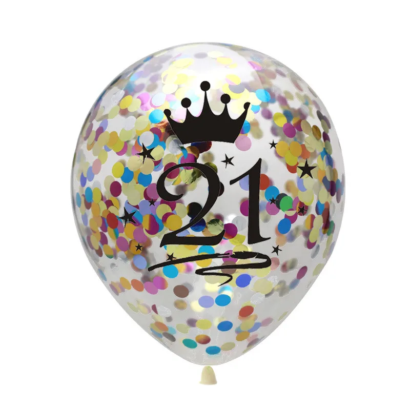 21th colorful День рождения воздушные шары 5 шт. надувные шары с конфетти 12 дюймов латексные шары Globos 18 21 30 40 50 60 Юбилей воздушные шары на день - Цвет: 21th colorful