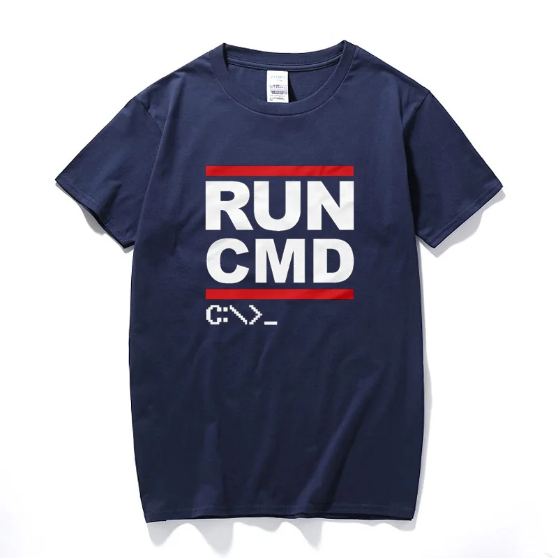 Run CMD компьютер программист футболка Премиум хлопок Geek Nerd Забавный подарок мода короткий рукав Футболка Топы корректирующие Camisetas Hombre