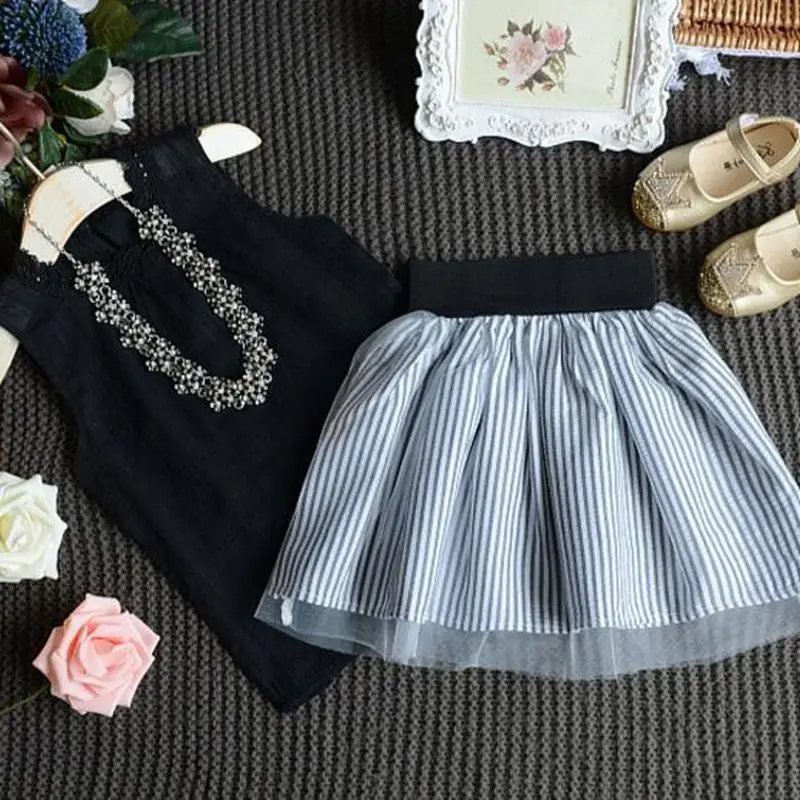 Лето 2017 комплекты одежды для девочек одежда маленьких детей кружевная Женская +