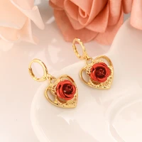 gold love heart dangle earrings women fashion love jewelry metal drop earrings for girls kids gifts wedding bridal