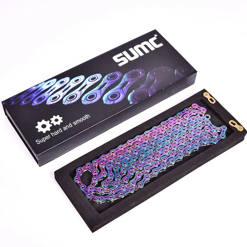 SX11SL Rainbow color SUMC велосипедная цепь золотая Радужная велосипедная цепь X8 X9 X10 X11 X12 супер светильник для 8 9 10 11 12 скоростей MTB/дорожный велосипед 116л полый - Цвет: SX11SL Rainbow color