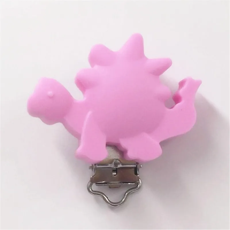 Pale Pink Chenkai 10 шт силиконовый динозавр зажимы для прорезывателей для кольцо для соски цепочка для прорезывателя держатель клипы DIY пустышка для младенца игрушки, украшения - Цвет: Pale Pink