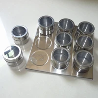 9pcs magnetic spice jars magnetic cruet condiment spices set stainless steel condimento canister sauce bottle seasoning tools