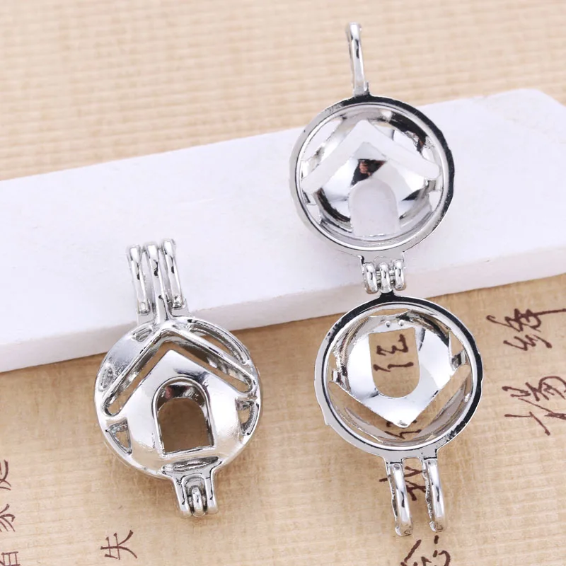 6 шт серебряных палтированных домов жемчужная клетка бусина для изготовления