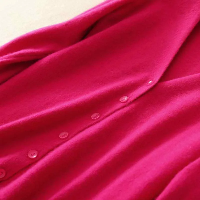 Женский шерстяной вязаный кардиган с длинным рукавом и V-образным вырезом |