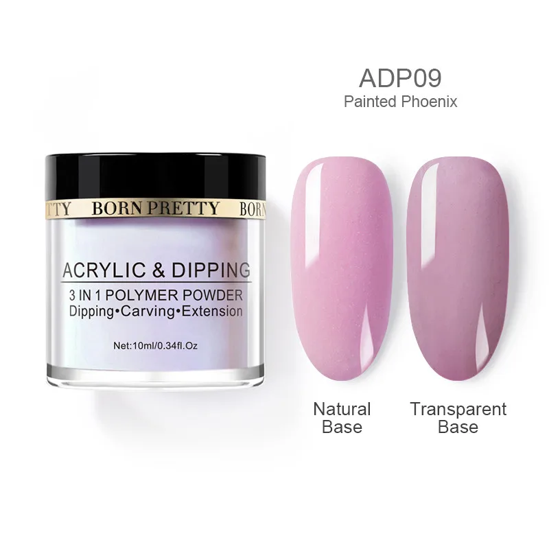 ADP09 BORN PRETTY, 3 в 1, погружающаяся пудра для ногтей, французский блеск для ногтей, набор пудры для ногтей, базовый топ, активатор, набор для украшения ногтей - Цвет: ADP09