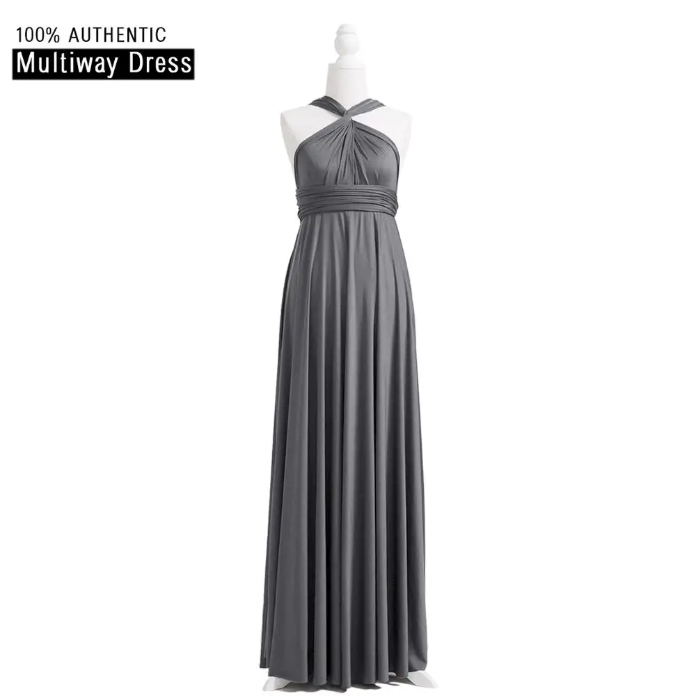 Charcoal Grey Красное платье подружки невесты рубиновое длинное платье длинный широкий шарф Макси платье с бретельками - Цвет: Charcoal Grey