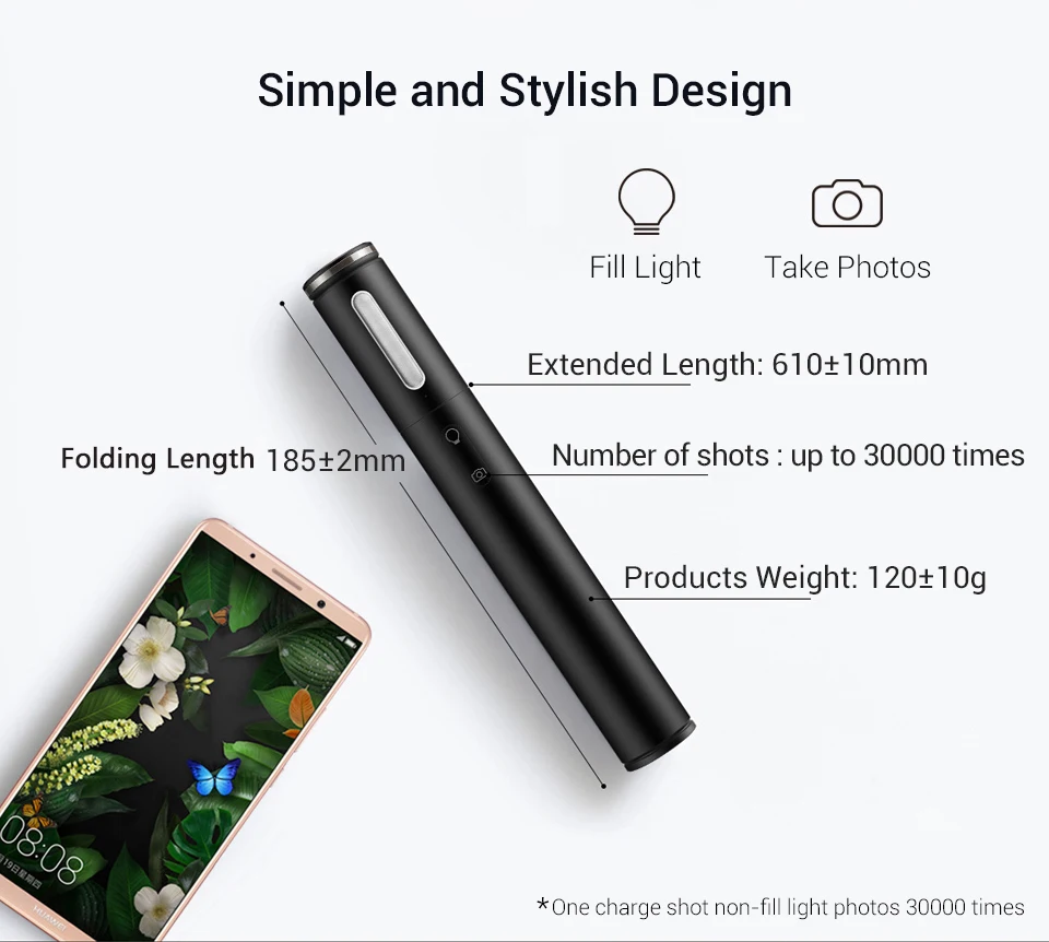 Huawei заполняющий свет селфи палка портативный светодиодный свет Bluetooth фонарик и настольная лампа Беспроводной монопод для Ios/android телефон