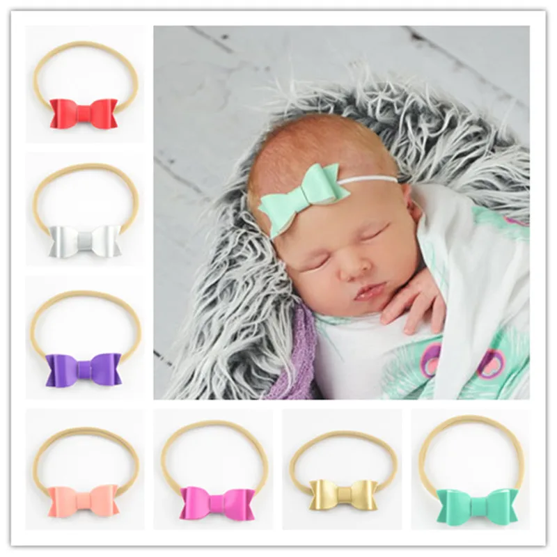 Повязка на голову из мягкой синтетической кожи с бантом 40 шт./лот |