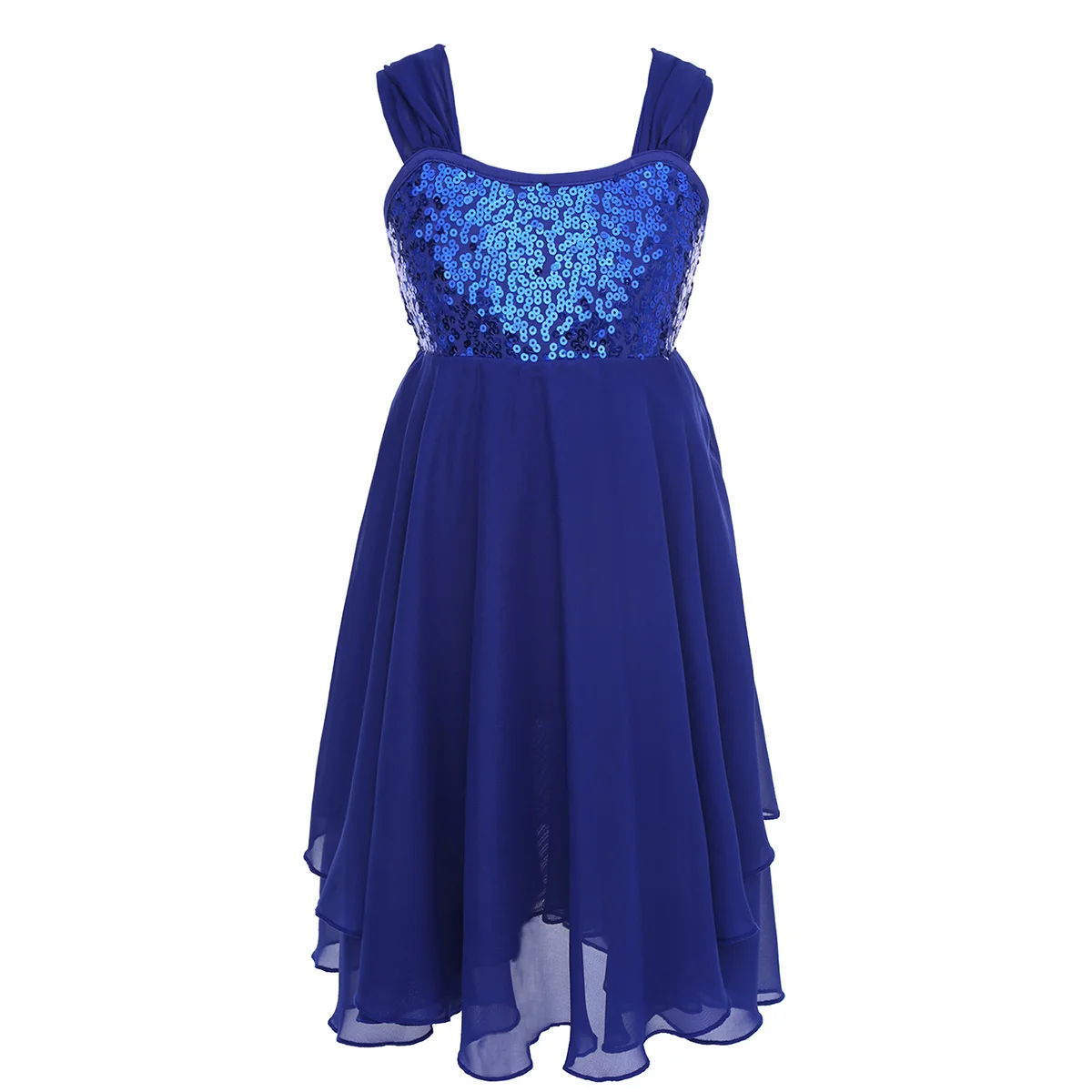 Blue Купальный костюм для девочек, купальный костюм для детей балетное платье-пачка шифон балетки с блестками регулируемый плечевой ремень балетное платье, гимнастический купальник - Цвет: Blue