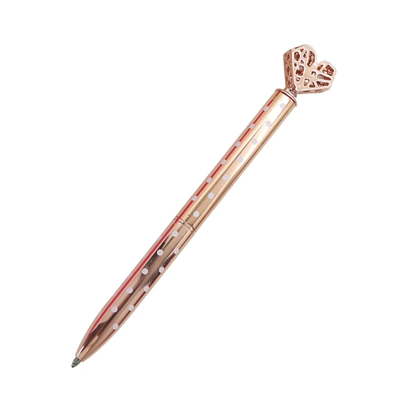 Rose gold wave point Металлические полые в форме сердца шариковая ручка 18 различных Цвета с черными чернилами 0,7 мм офиса письменные принадлежности Канцтовары товары для учебы - Цвет: Rose gold wave point