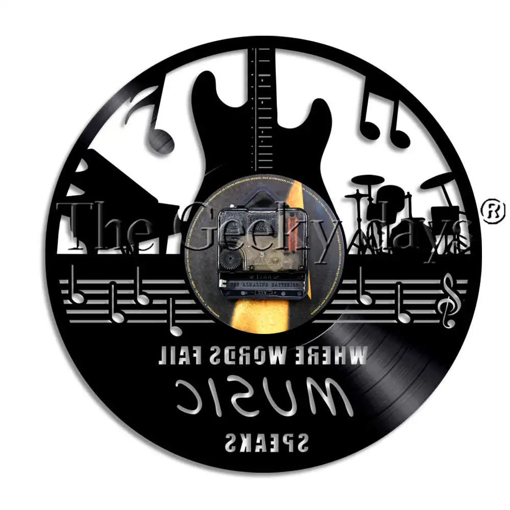 1 шт. Telecaster Виниловая пластинка настенные часы гитара Рок-н-ролл музыкальный инструмент Современный Настенный декор для гитары подарок для влюбленных