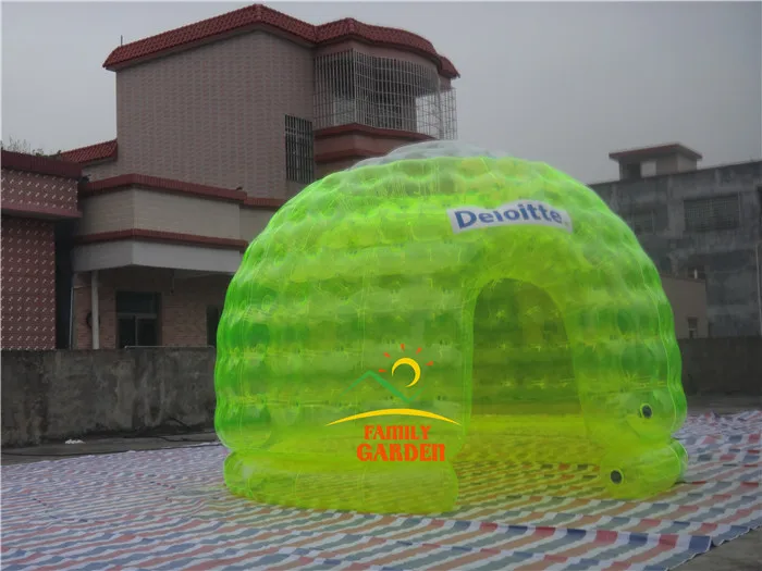 Надувная палатка прозрачная зеленая воздушно пузырчатая с насосом|tents for family