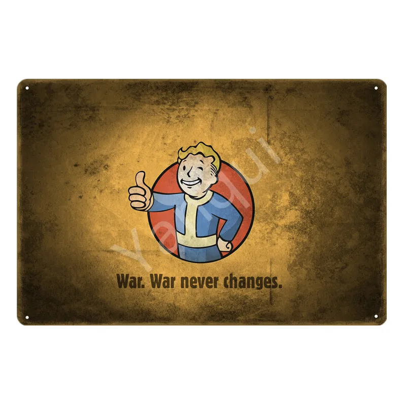 Винтажные металлические жестяные вывески для игр Fallout 3 4 настенные