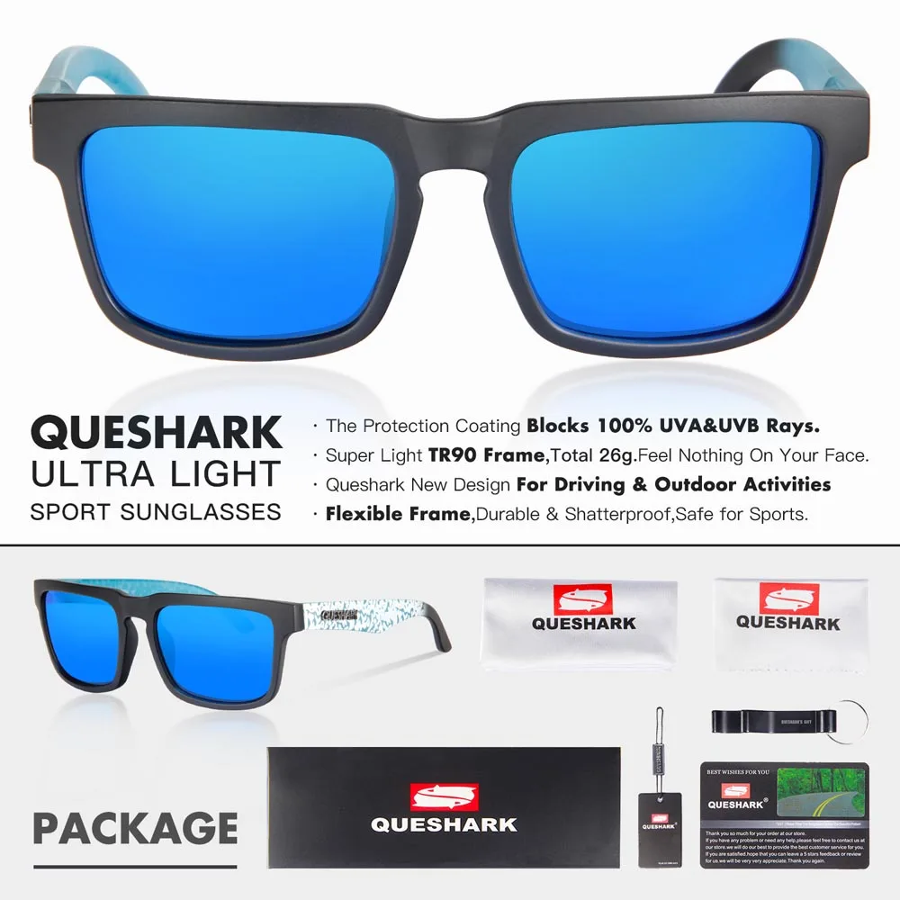 01 QUESHARK TR90 с принтом рамки поляризованные походные солнцезащитные очки Uv400 Кемпинг Рыбалка очки спортивные очки - Цвет: 01