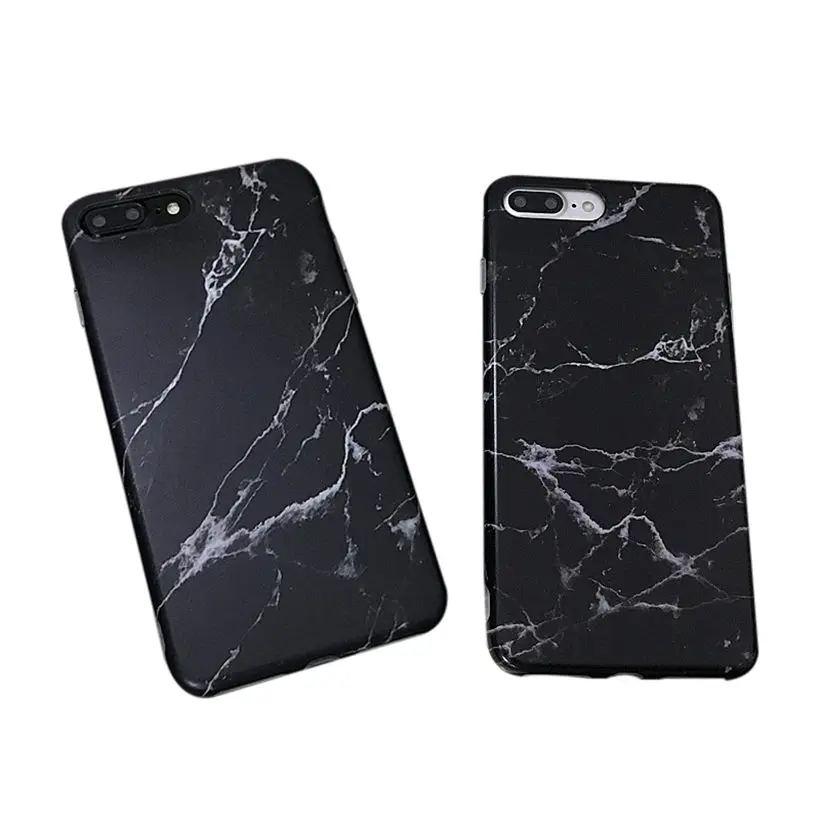 HOTR For iphone 7 Case Black Marble Pattern Soft plus 6 6s Fashion Phone Cover |