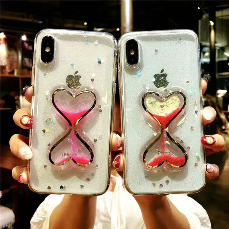 3D динамический сердце жидкость зыбучие пески чехол для телефона iPhone X 10