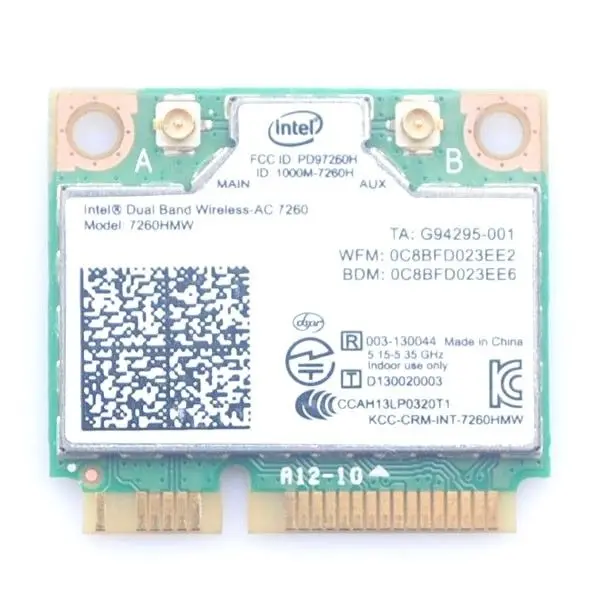 AC7260 Двухдиапазонная Беспроводная ac 7260 7260HMW + Bluetooth 4 0 867 Мбит/с IEEE 802.11ac PCIe Половина