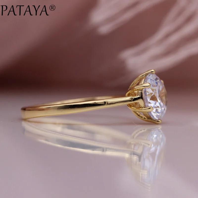 Женское кольцо с большим круглым белым цирконием PATAYA из розового золота 585 пробы 6