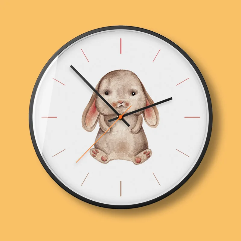 Small animal lovely wind fashion decoration wall clock extremely simple style light luxury silent metal paO39 | Дом и сад