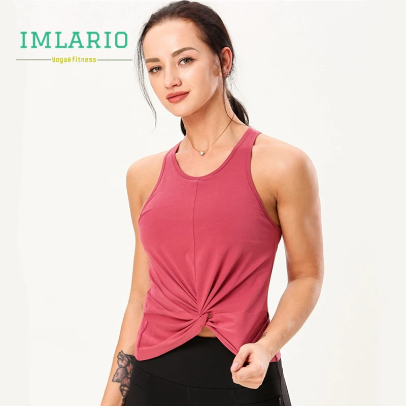 Imlario Front Twist Workout Tank Top Women Racerback Yoga Shirt Lightweight Softness Fitness Sleeveless Crescent Tee with Padded | Спорт и