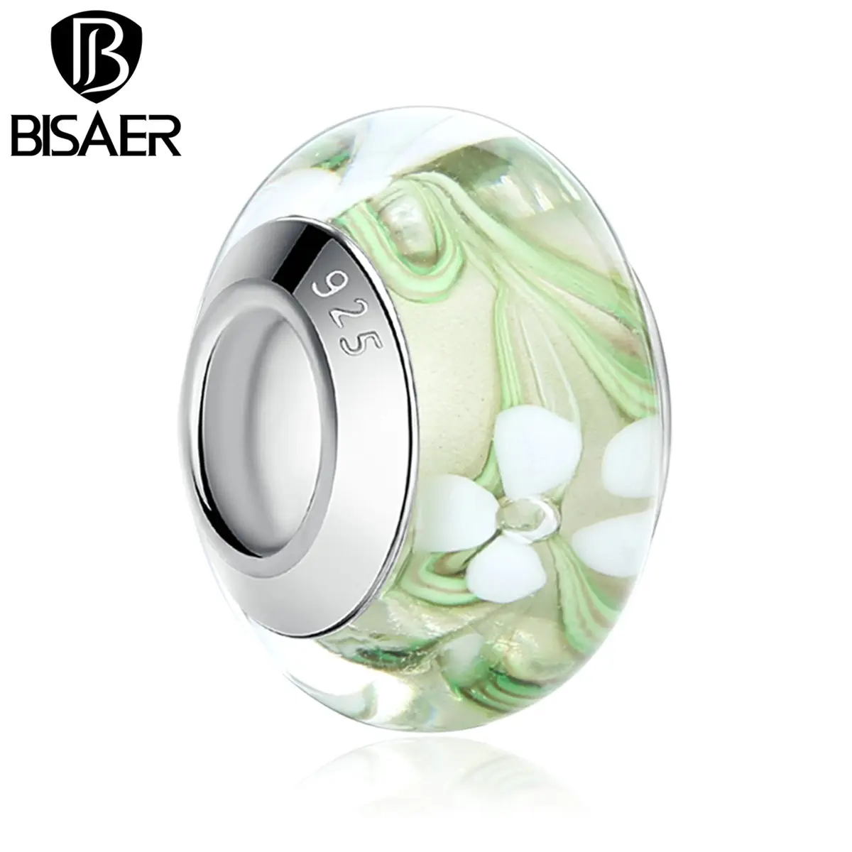 BISAER покрытые серебром белое платье с цветочным рисунком Зеленый европейские Из