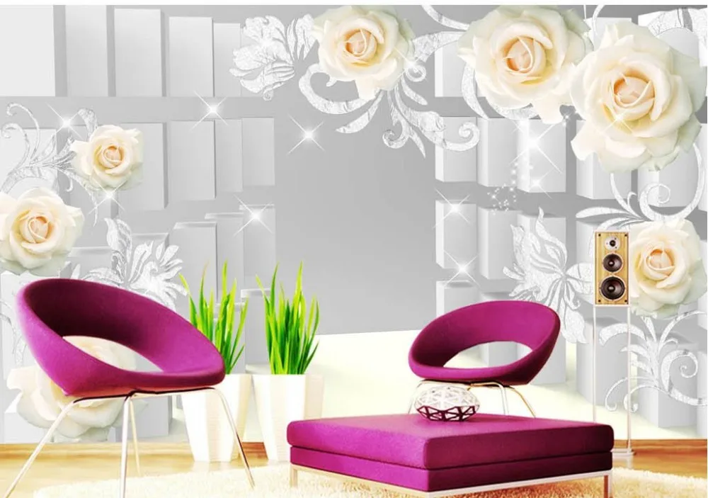 Современные обои для гостиной розы 3D стерео с цветами 3d стереоскопические