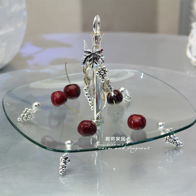 Glass fruit plate ktv bowl fashion glass portable basket | Дом и сад