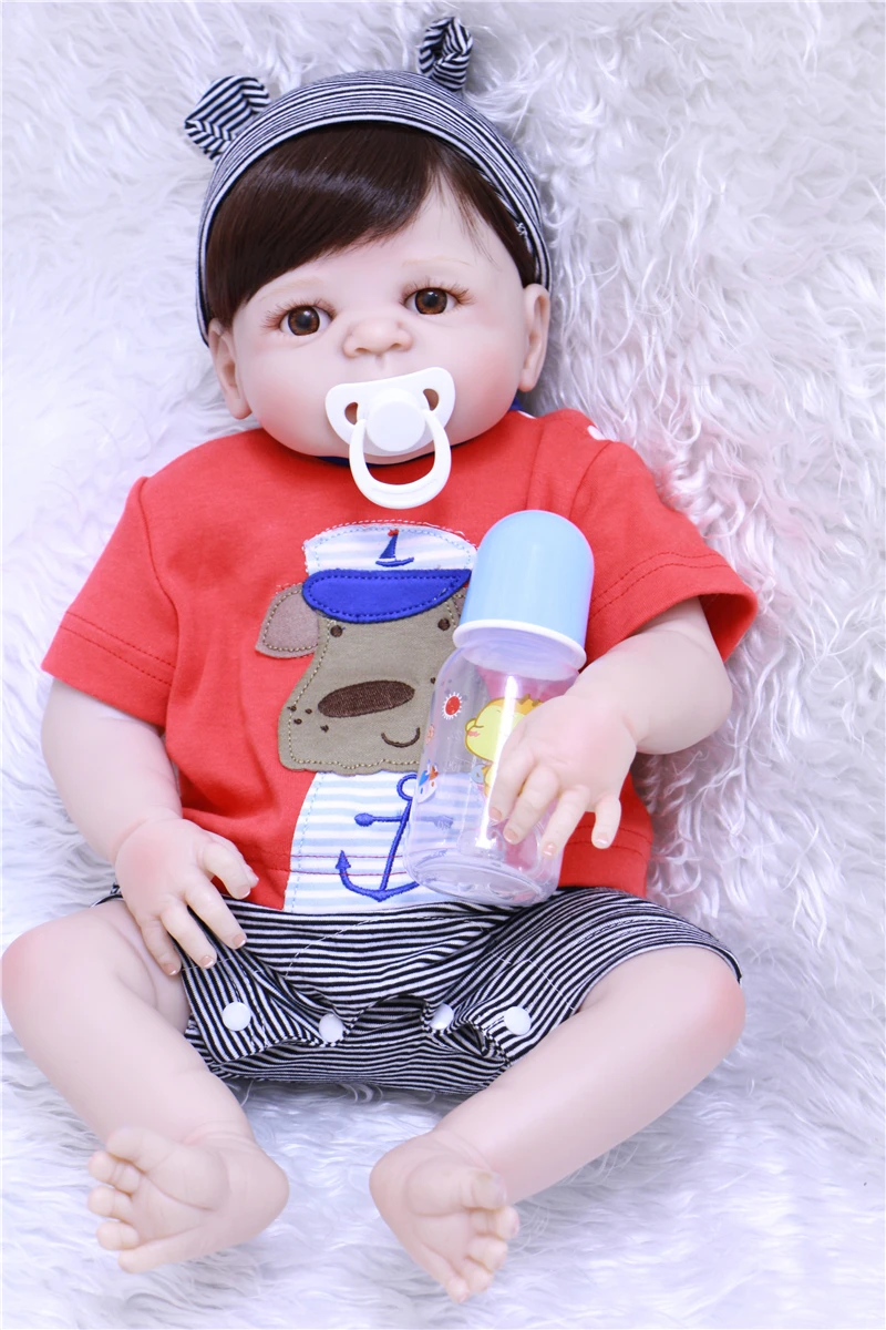 22&quot girl boy bebe doll reborn full body silicone vinyl babies children bath toys NPK realista bonecas | Игрушки и хобби