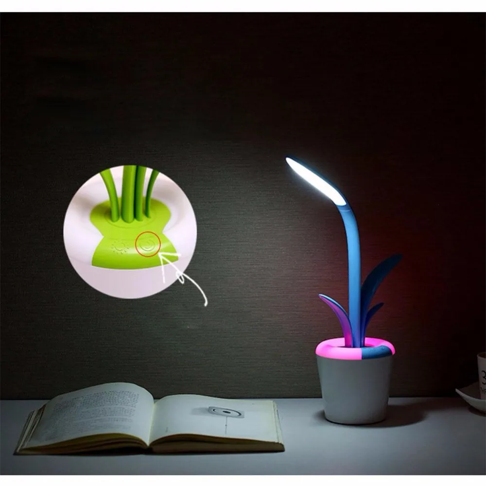 Creative Clivia Table Lamp LED Protection Eyes USB Charging Colorful Atmosphere study lamp For Home Decor gift mesa de luz80609 | Освещение