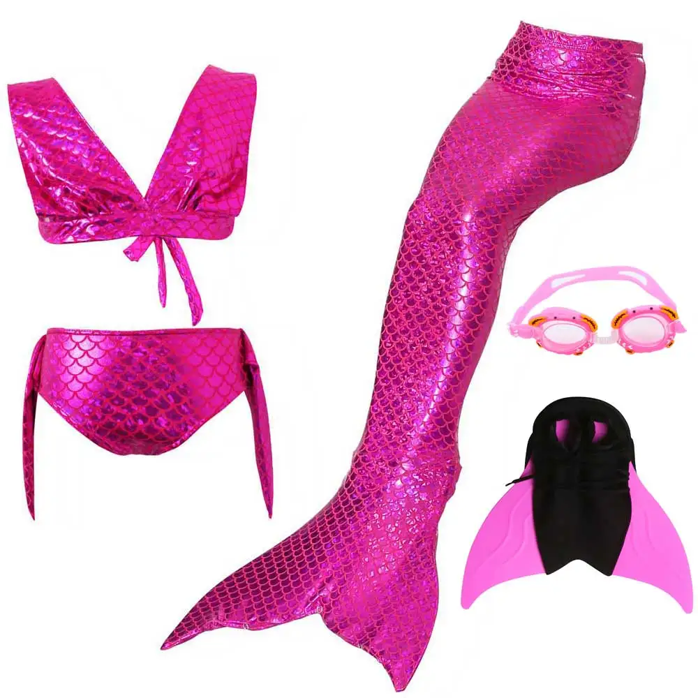 Girls Walkable And Swimmable Mermaid Tail Swimsuit Cosplay Costume Kids Children Bikini And Sparkle Mermaid Swimtail