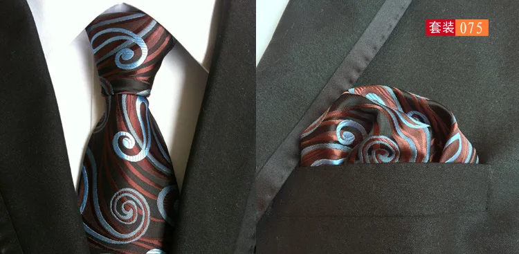 Classic Novelty 23 Style Mens Tie Pocket Square Set Silk Paisley Flower Floral Gird Necktie Set Business Wedding Party Tie Set
