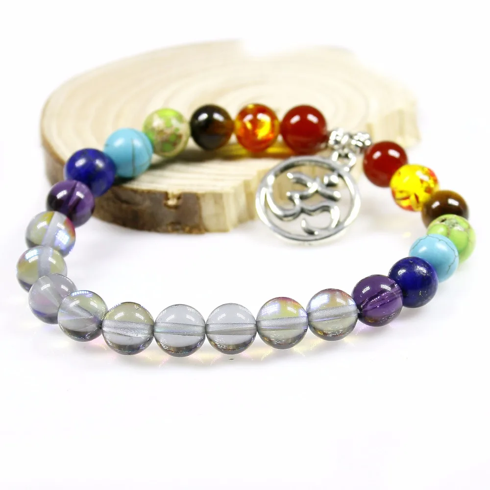 Браслет с бусинами для женщин 8 мм серый флэш камень браслет из бусин йога Кулон