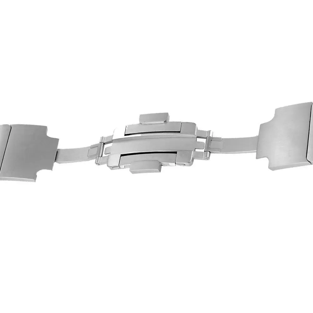 silver Watch Strap Double Button Folding Clasp for Apple Watch 4 3 2 Replacement Stainless Steel Band For iwatch 38 or 44mm 42 or 44mm - Цвет ремешка: silver