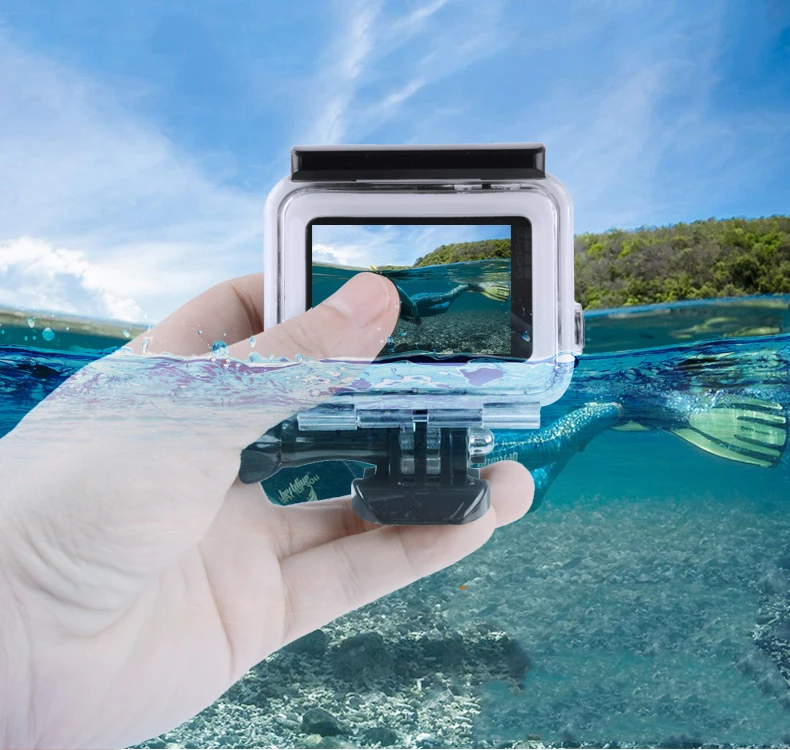 Hero7 Водонепроницаемый чехол Корпус для дайвинга 45 м подводный+ Сенсорная задняя дверь Крепление для GoPro Hero 7 серебряный белый Go Pro Аксессуары