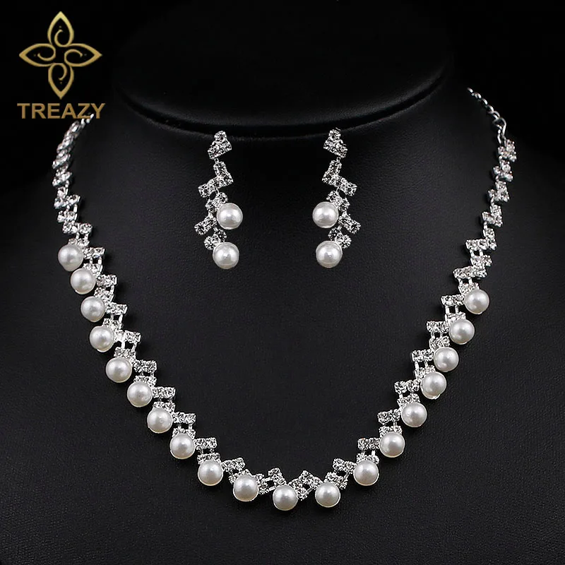Комплект из колье и серёг с кристаллами жемчугом|crystal necklace earrings set|african jewelry setnecklace