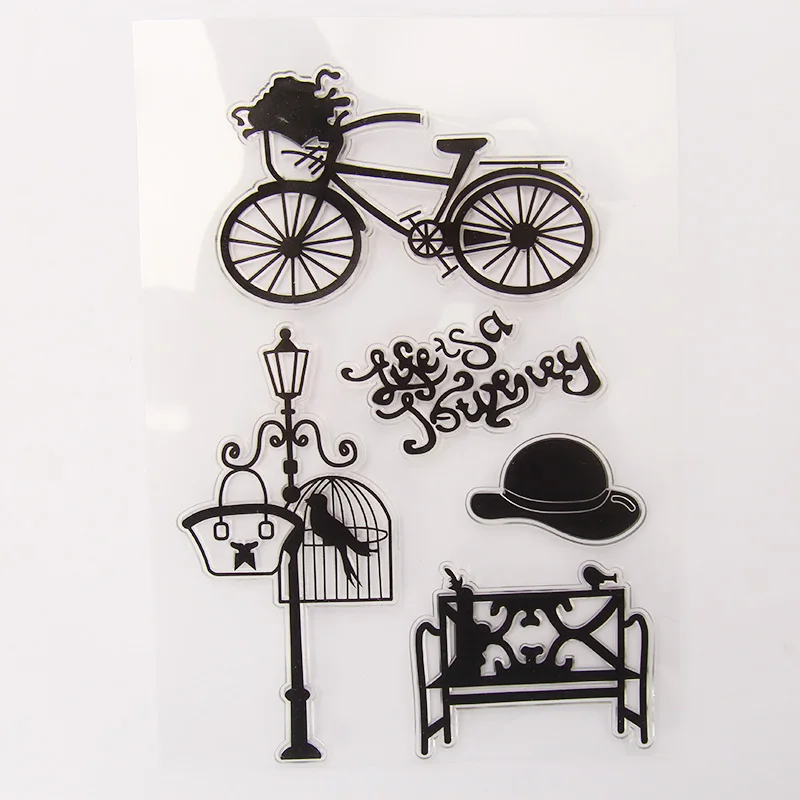 Винтажная велосипедная шляпа клетка прозрачный силиконовый штамп для